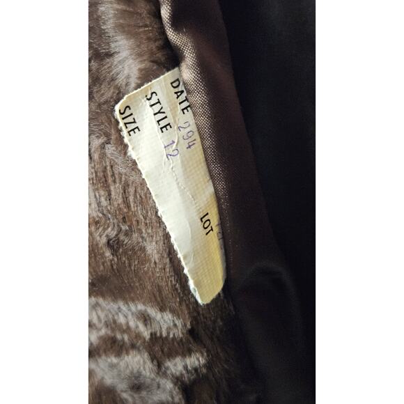 Vintage Union Made Faux Fur Coat Chocolate Brown Mod Full Length Size Small Glam - Picture 11 of 11